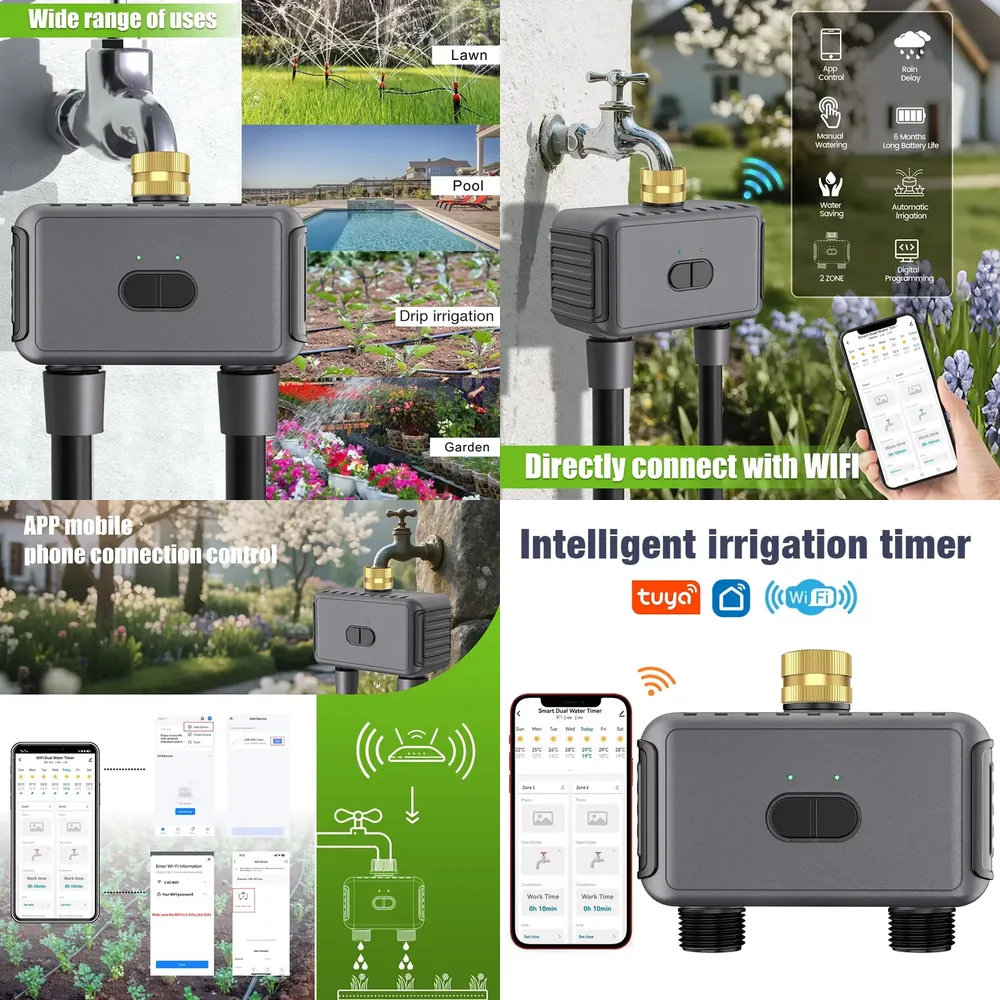 WAP01 WiFi 앱 제어 듀얼 호스 워터 타이머 스 - App Smart Garden 리뷰 및 가격