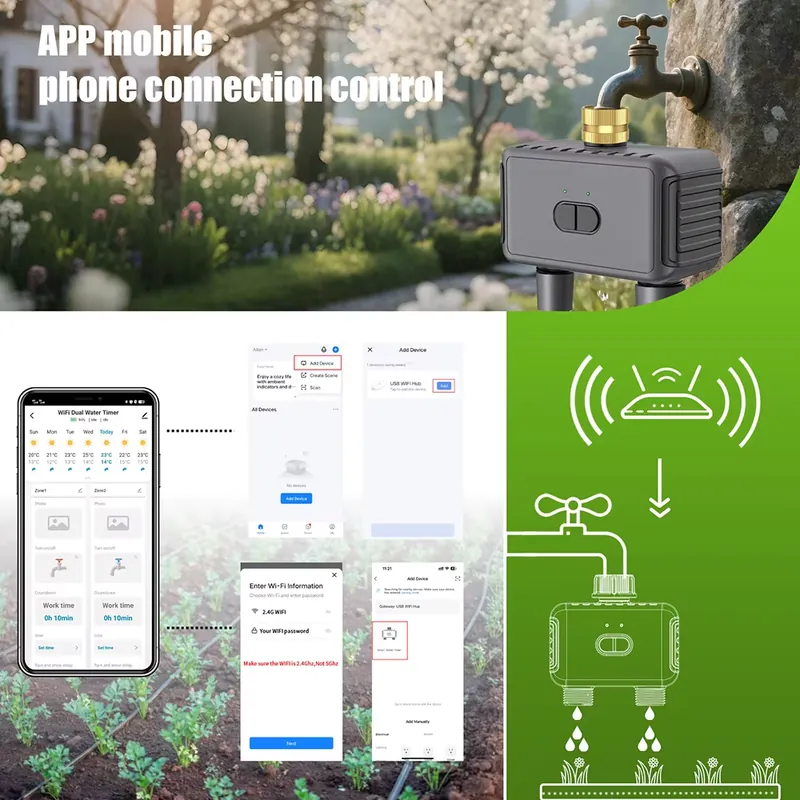 WAP01 WiFi 앱 제어 듀얼 호스 워터 타이머 스 - App Smart Garden 리뷰 및 가격