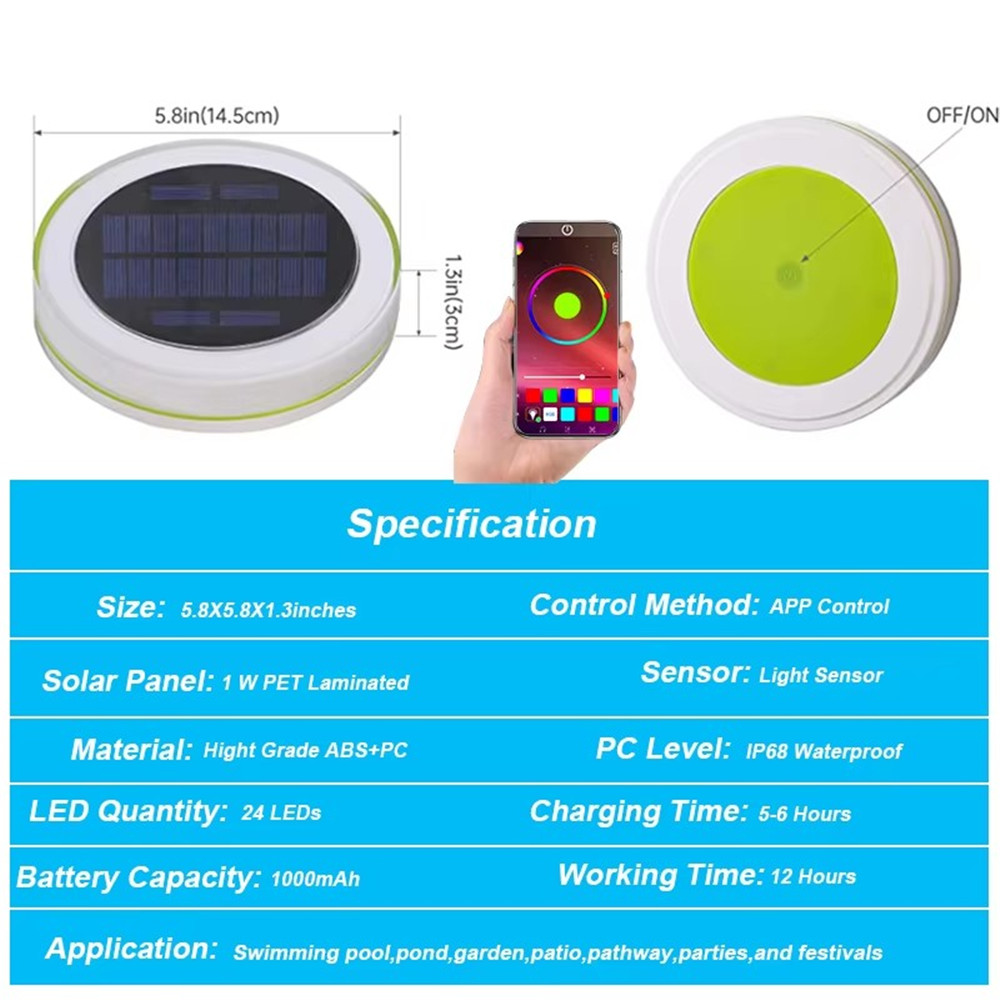 태양 LED 물 플로트 빛 야외 방수 IP68 스마트  - App Smart Garden 리뷰 및 가격